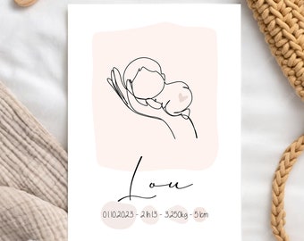 Personalized baby illustration/Personalized birth gift/One line baby poster/Personalized baby drawing/Baby line drawing/1 line baby