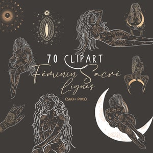Goddess Clipart/Sacred Feminine Clipart/Feminist Clipart/Sorority Clipart/Woman Body Clipart/Mystical Clipart/Astrology Clipart/Moon Clipart