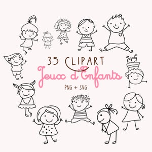 Imágenes prediseñadas de dibujo infantil/Clipart infantil de línea/Clipart escolar/Vector de recreación/Clipart minimalista/Clipart de hombre/Clipart de niño/Niños SVG