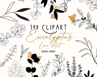 Eucalyptus Line Clipart/Hand Drawn Eucalyptus Clipart/SVG Eucalyptus/Eucalyptus Line Art/Minimalist Eucalyptus/Foliage Line Clipart