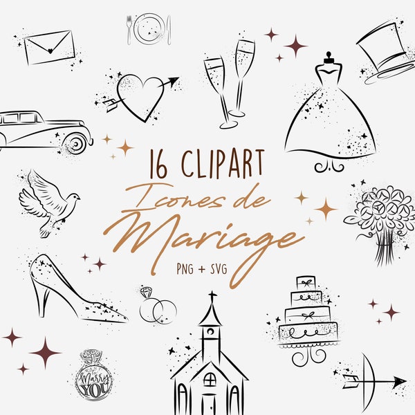 Wedding Icons Clipart/Wedding Timeline/Wedding Clipart/Wedding Line Clipart/Wedding Icons/Wedding Program/Wedding Line art