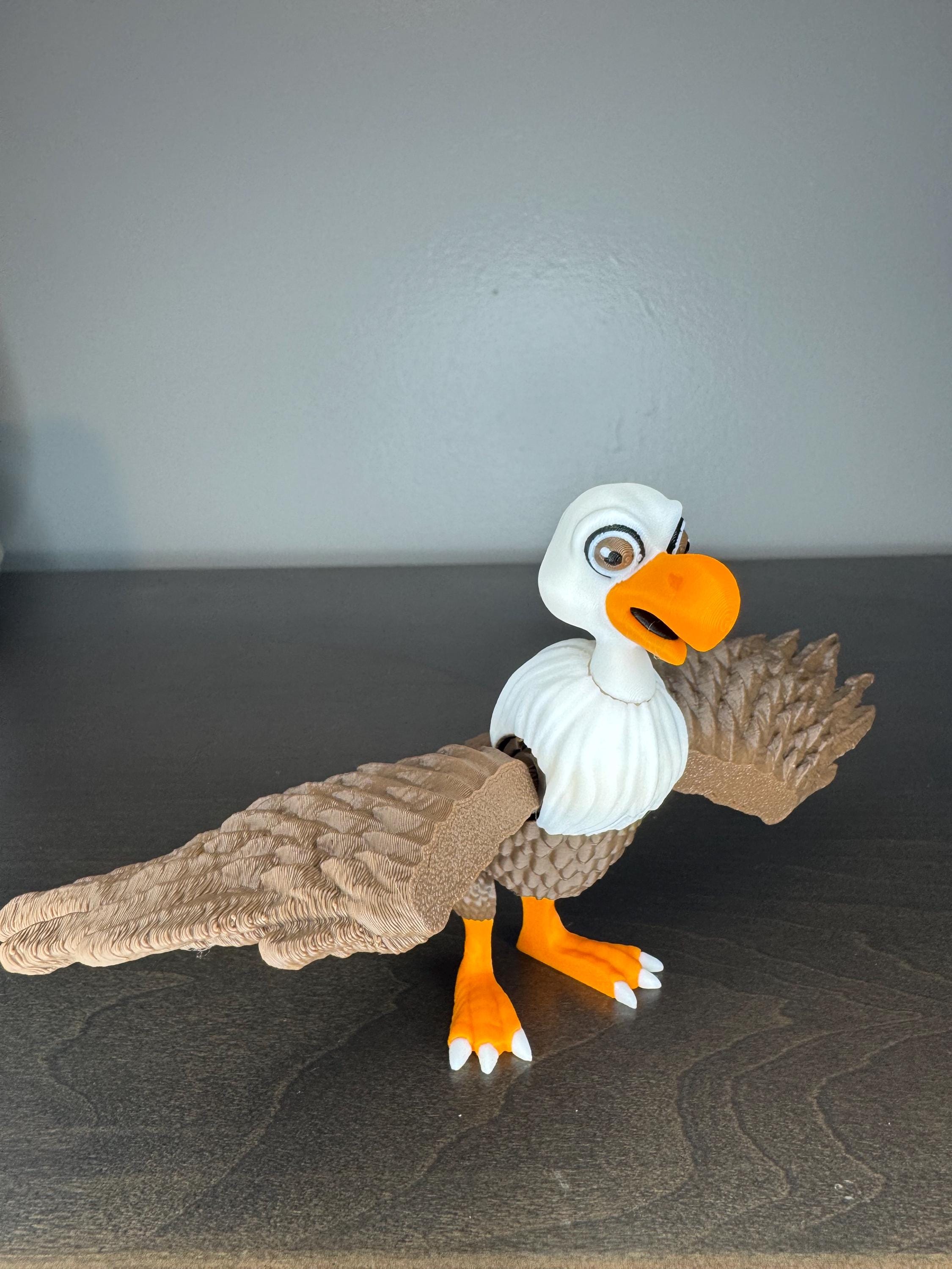 Flexi Vulture 3d-printed Articulated Buzzard Fidget Toy Figurine