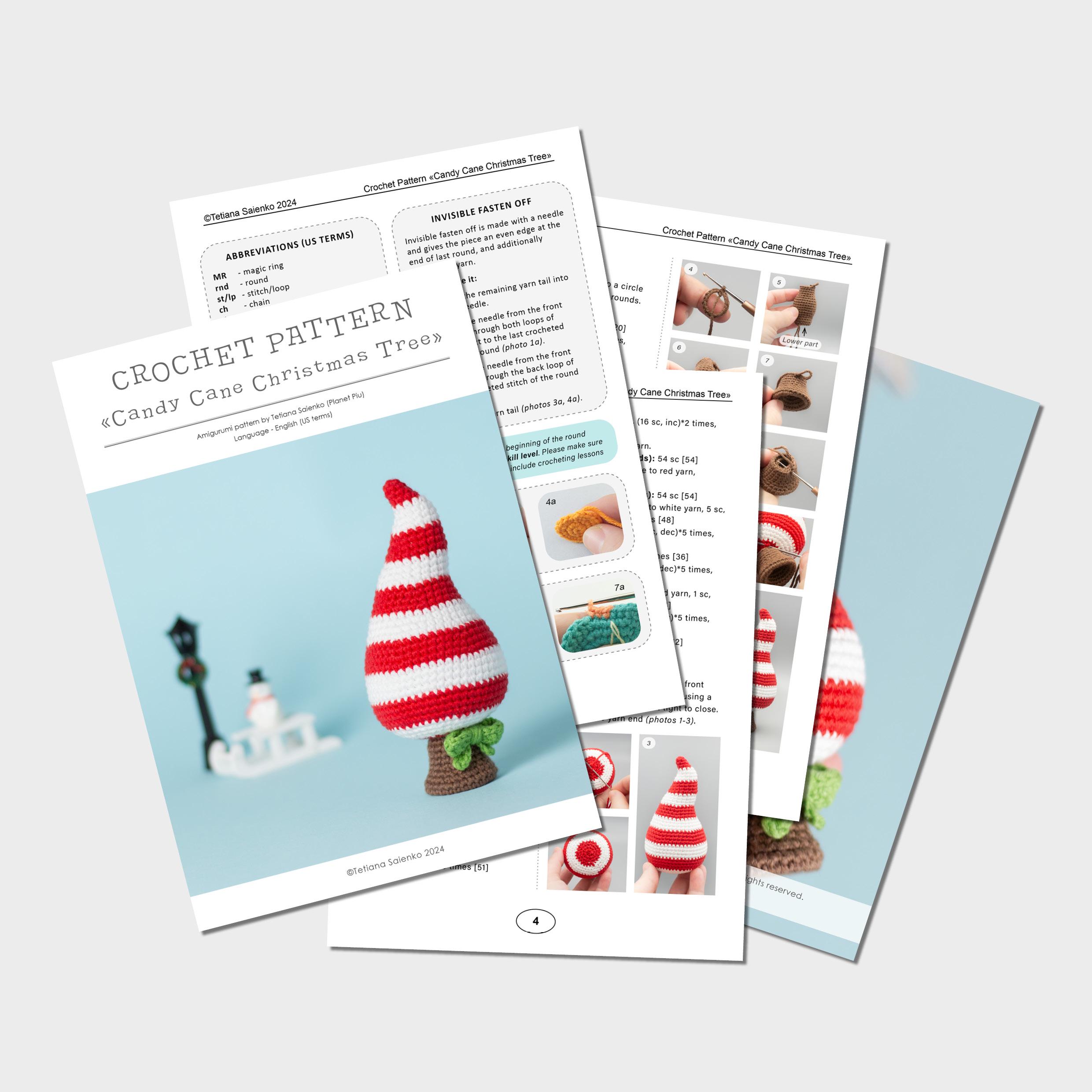 Crochet PATTERN Candy Cane Christmas Tree: Amigurumi Toy and Decor (PDF ...