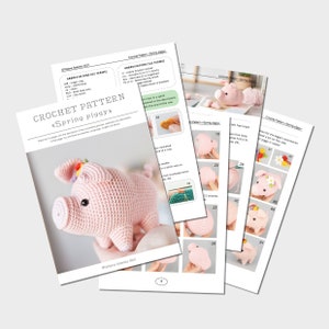 Crochet pig PATTERN, amigurumi piggy toy PDF tutorial, crochet stuffed piglet farm animal DIGITAL instant download pattern for baby image 2