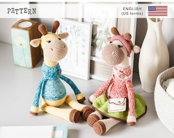 Crochet Giraffe PATTERN: Theodor & Emma Amigurumi Toys (PDF Pattern)