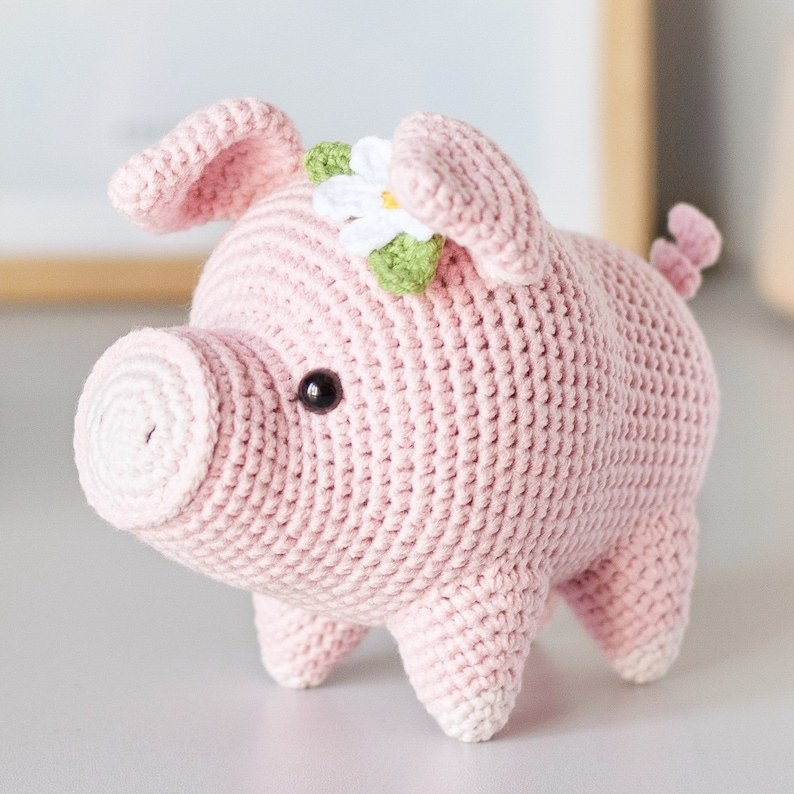 Crochet pig PATTERN, amigurumi piggy toy PDF tutorial, crochet stuffed piglet farm animal DIGITAL instant download pattern for baby image 3