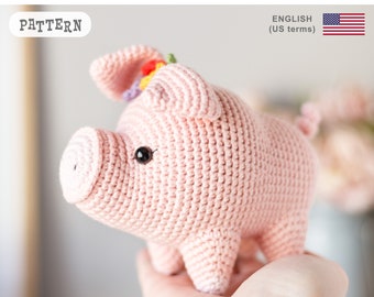 Crochet Piggy PATTERN: Amigurumi farm animal Toy (PDF Pattern)