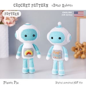 Crochet Baby Robot PATTERN, amigurumi robot doll PDF tutorial, amigurumi pattern stuffed robot toy for kids, DIGITAL instant download