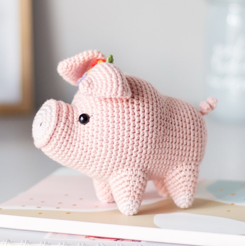 Crochet pig PATTERN, amigurumi piggy toy PDF tutorial, crochet stuffed piglet farm animal DIGITAL instant download pattern for baby image 8
