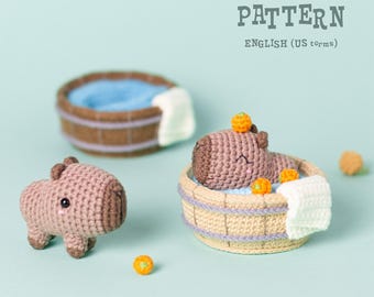 Crochet PATTERN Bathing Baby Capybara: Amigurumi animal toy Pattern (PDF)