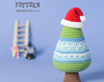 Crochet PATTERN Christmas Tree in a Santa Hat: Amigurumi toy and Decor (PDF Pattern)