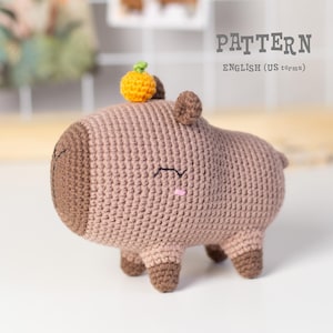Crochet Capybara PATTERN: Amigurumi animal Toy with fruits (PDF)