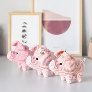 Crochet pig PATTERN, amigurumi piggy toy PDF tutorial, crochet stuffed piglet farm animal DIGITAL instant download pattern for baby image 4