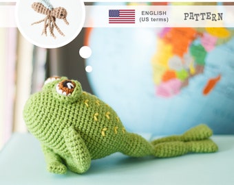 Crochet Frog and Mosquito PATTERN: Amigurumi animal toy (PDF Pattern)
