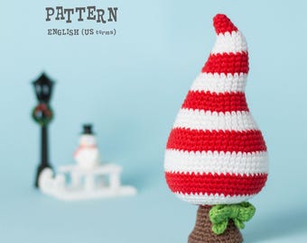 Crochet PATTERN Candy Cane Christmas Tree: Amigurumi toy and Decor (PDF Pattern)