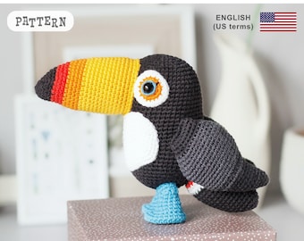 Crochet Toucan PATTERN: Amigurumi Tropical Bird (PDF Pattern)