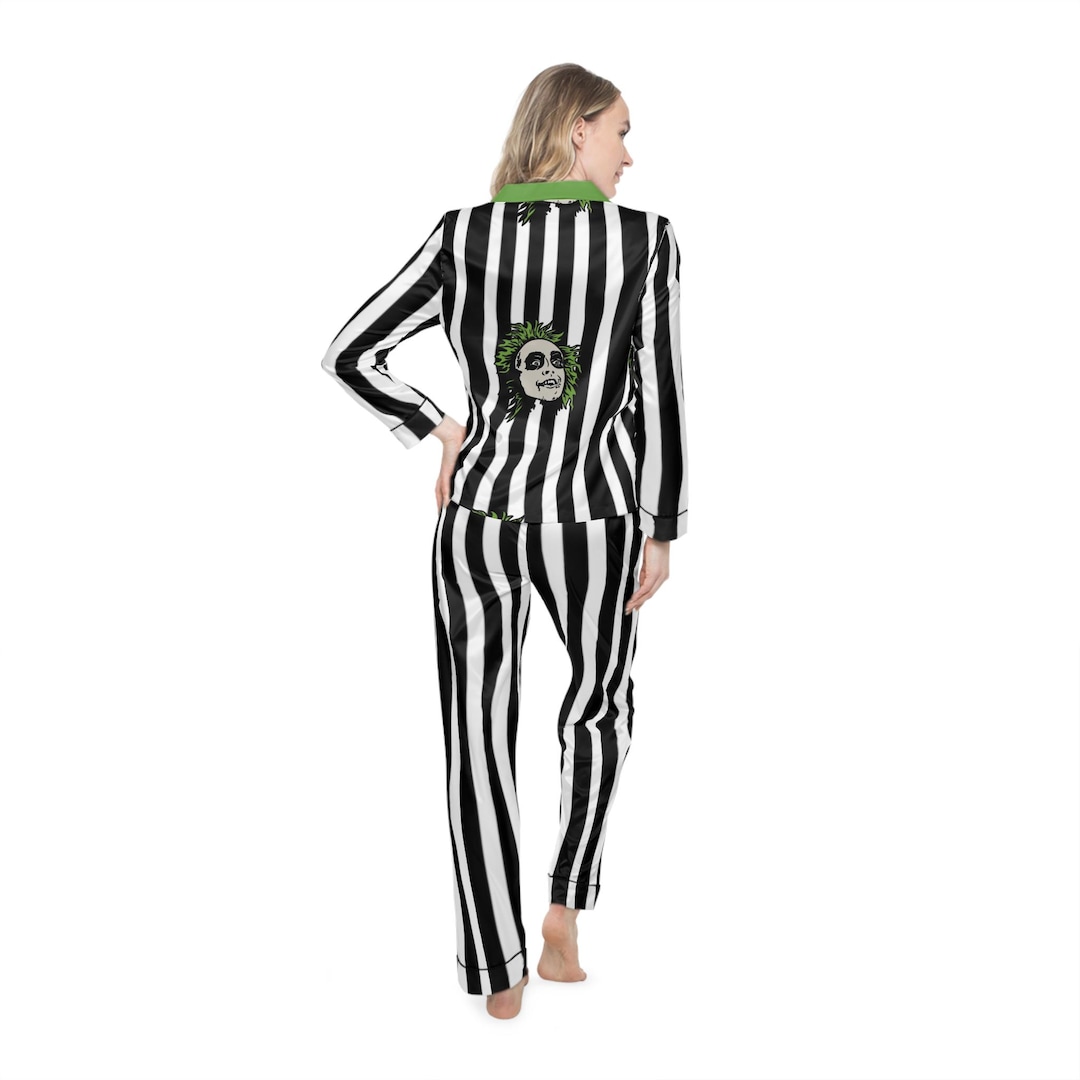 BEETLEJUICE Ensemble de pyjama pour homme, vêtements de détente confortables en coton - Cadeaux pour lui (noir/blanc, M), noir/blanc, M