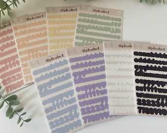Pastelkleurige alfabetstickers ⁞ Stickers dagboekdecoratie