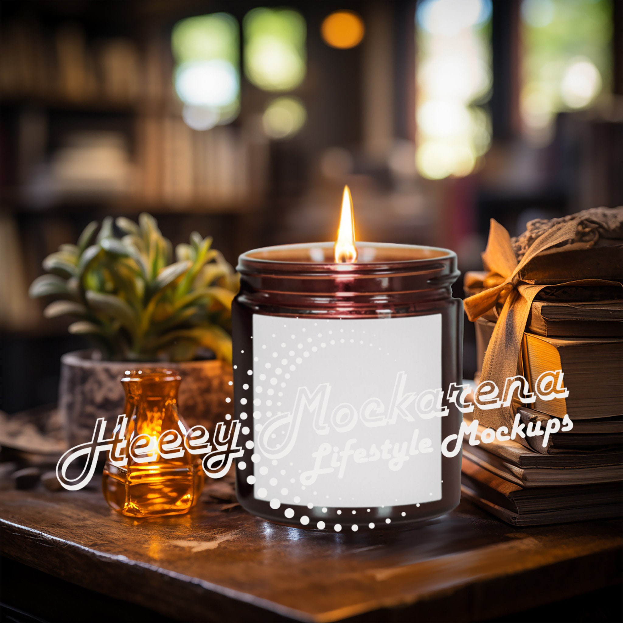 Frosted jar with candle mockup - Smarty Mockups