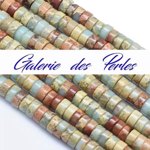 AQUA TERRA JASPE in a batch of Heishi beads in 6mm natural stone gem rondelle bead: creation of jewelry bracelet necklace, macramé