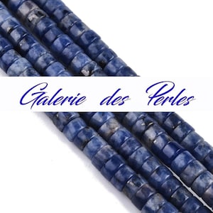 SODALITE in a set of 6mm Heishi beads, natural stone gemstone round beads: creation of jewelry, bracelet, necklace, macrame