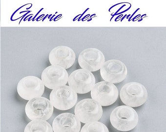 QUARTZ CRISTAL de ROCHE  14mm  Gros Trous  gemme perle fine rondelle naturelle  : création bijoux bracelet collier bague boucle oreilles