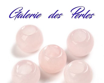 QUARTZ ROSE  12mm  Gros Trous  gemme perle fine ronde naturelle  : création bijoux bracelet collier bague boucle oreilles