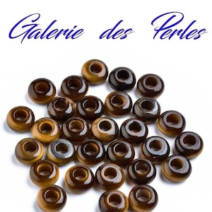 TIGERAUGE 12mm Große Löcher Naturstein Edelstein Rondelle Perle: Schmuckherstellung Armband Halskette Ring Ohrring, Makramee