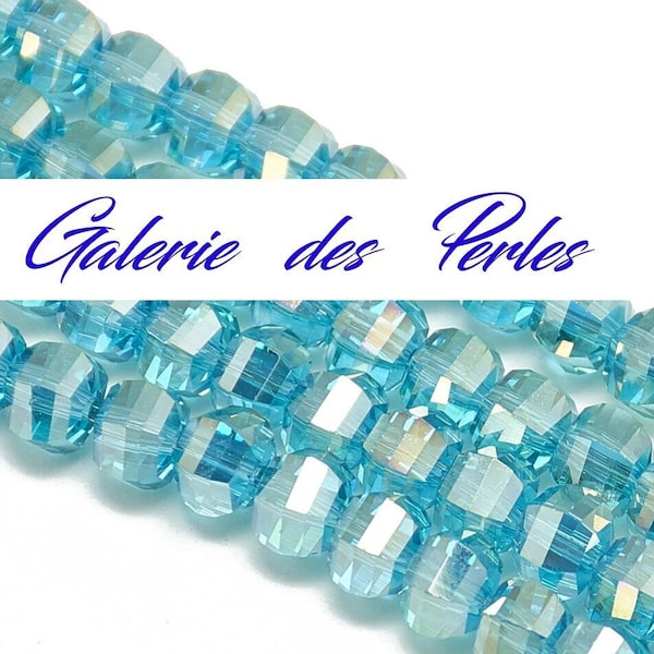 SKY BLUE Galvano Glass Beads 6mm lot of faceted rondelle beads: jewelry creation bracelet necklace ring earring macramé