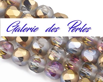 Perles en Verre Galvano  DORE  8mm lot de perles rondes à facettes : création bijoux bracelet collier bague boucle oreilles macramé