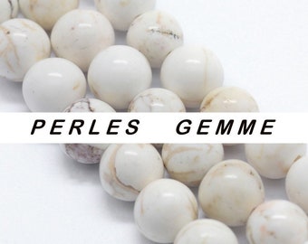 MAGNESITE  8mm gemme perle fine ronde naturelle : pour création bijoux bracelet collier bague boucle oreilles, macramé