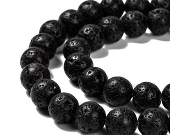LAVA STONE 8mm natural fine round gemstone bead: for creating jewelry bracelet necklace ring earrings, macramé