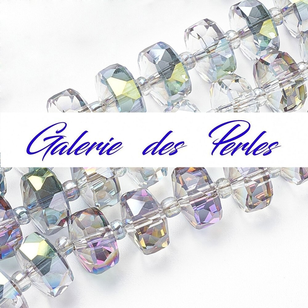 Electro Crystal Diamond Glass Beads 8mm set of faceted round beads: jewelry creation bracelet necklace ring macrame