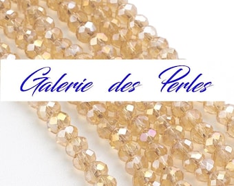 Electro Gold Glass Beads 6mm set of faceted round beads: jewelry creation bracelet necklace ring macrame
