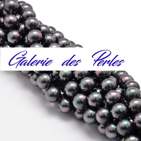 Perles de Coquille  NOIR  10mm en lot de perles rondes    : création bijoux bracelet collier bague boucle oreilles macramé