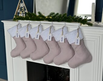 Linen christmas stocking. Christmas decor. Holiday stockings. Farmhouse decor. Powdery stocking. Christmas gifts.