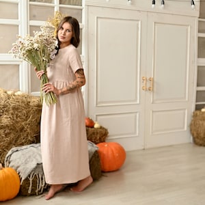 Elegantes Maxi-Leinenkleid für Frauen - Perfektes Sommer-Brautjungfergeschenk