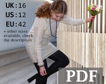 Knitting dress The flight of birds  - Knitting machine pattern - PDF -  knit tutorial - Size 16 UK - 12 US - 42 Eu