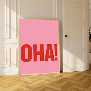 OHA Poster – Hamburg Typo Print in Pink & Red | North German Expression | Funny Wall Art | A4 A3 Wall Decor | Minimalist