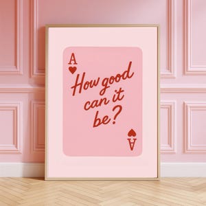 Asso di Cuori - Quanto può essere bello? - Stampa di carte da gioco rosa e rosse, poster tipografico retrò, formato A4/A3