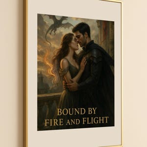 Stampa artistica fantasy romantica A4 A3 | Decorazione da parete per coppia di cavalieri del drago | Poster ispirato all'Empireo |per i lettori | Arte per gli amanti del fantasy