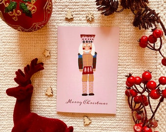 Christmas card, handmade, Christmas greeting card, Christmas greetings Nutcracker, Merry Christmas card, folding card