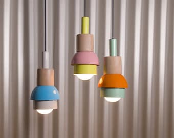 Boho Macaron Pendant Light - Colorful Chandeliers for Coffee Lover's Home,   Macaron Chandelier - Colorful Hanging Light for Playful Decor