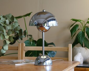 Handcrafted Retro Table Lamp | Minimalist Table Lamp | Nordic Mushroom Lamp | Mother's day gift | Silver Table Lamp