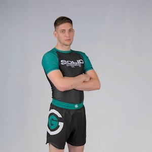 Solid Grappling | Jiu Jitsu Men&#39;s Rash Guard | BJJ Rash Guard | Brazilian Jiu Jitsu Rash Guard | MMA No-Gi Jade Core | Men&#39;s No Gi Gear