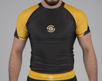 Solid Grappling / Rash Guard da uomo Jiu Jitsu / Rash Guard BJJ / Rash Guard Jiu Jitsu brasiliano / Vipera gialla No-Gi MMA / Attrezzatura No Gi da uomo