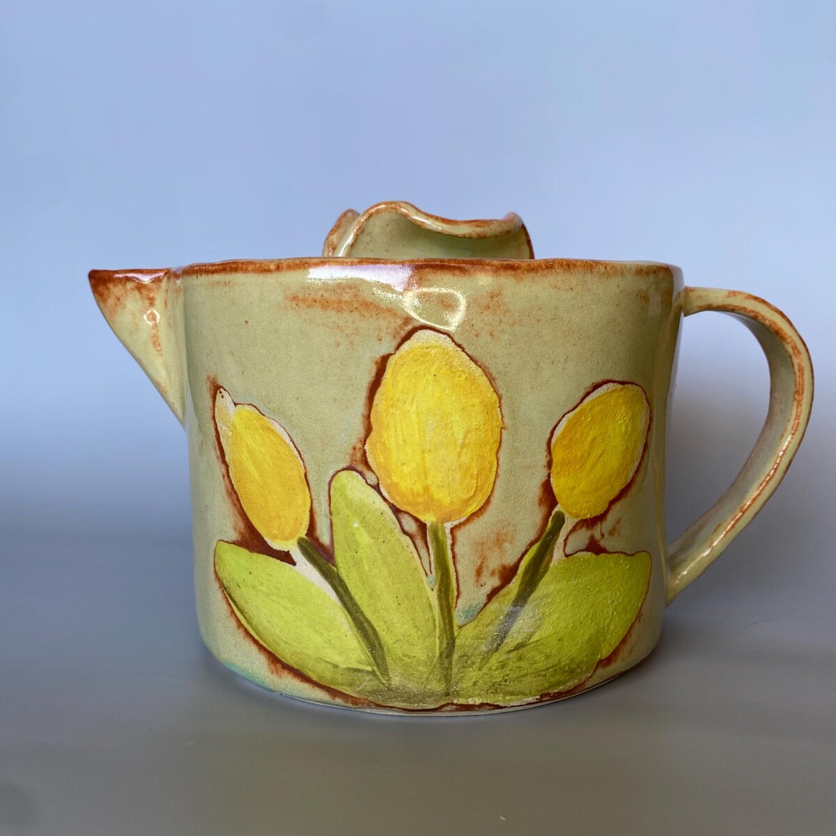 Handpainted Yellow Tulip Teapot | Short Ceramic Teapot | Floral Tea Pot - Etsy