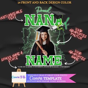 14 Graduation T Shirt Design Canva Template Bundle, 2024 Graduation T Shirt Design Template, Perfect for Sublimation, DTF or DTG