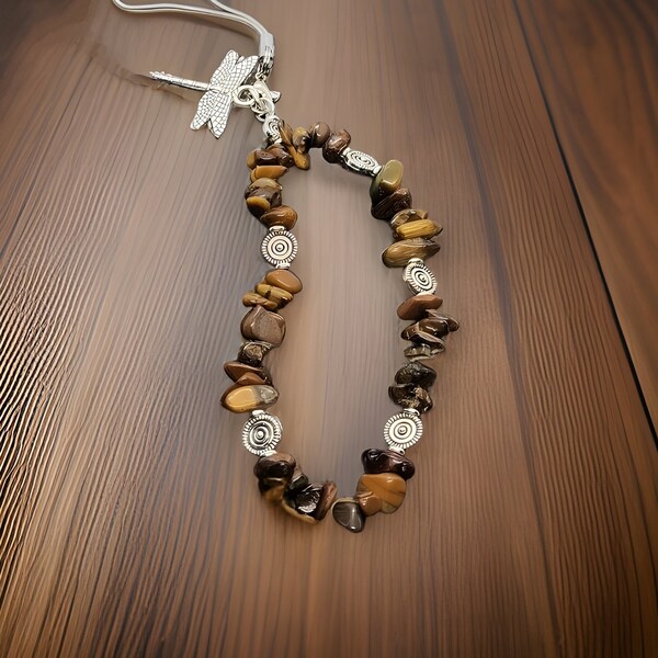 Tigers eye Healing Crystals Phone Strap /Gemstone Charm /Beaded Phone strap