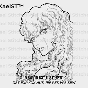 Anime Embroidery Design - Digital Machine Embroidery Pattern - Instant Download for Embroidery Machines - Anime-Inspired Art